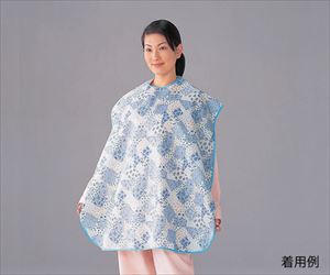 0-5213-12 食事用エプロン ブルー花柄 0-5213-12 食事用エプロン ブルー花柄