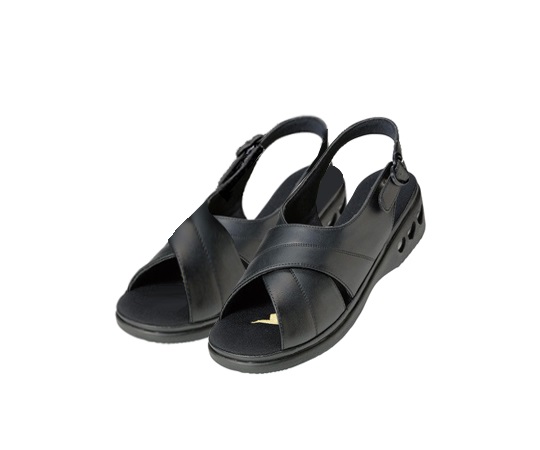 0-7297-05 パーフェクトナース(ナースシューズ) クロスバンド ブラック／25.0～25.5cm PN00203