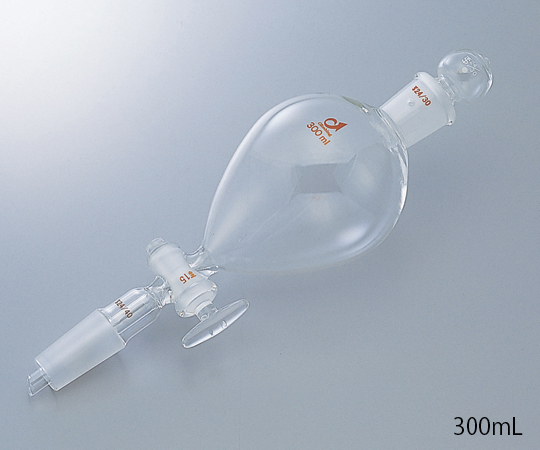 1-4343-02 共通摺合丸型分液ロート ガラスコック付 300mL 0504-04-10クライミング