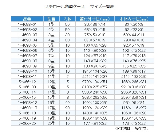 【サンプルあり】1-4698-02 スチロール角型ケース 50個 68×39×15mm 2型アズワン