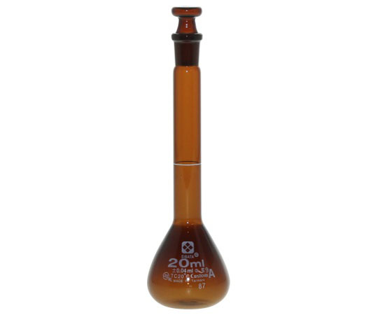 1-8659-03 メスフラスコ （全量フラスコ・カスタムA） 茶 20mL 柴田科学