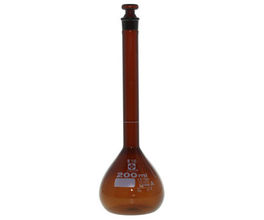 1-8659-07 メスフラスコ （全量フラスコ・カスタムA） 茶 200mL 柴田科学