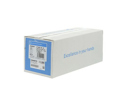 2-077-03 ねじ口瓶丸型白（デュラン(R)） 青キャップ付 250mL SCHOTT/DURAN