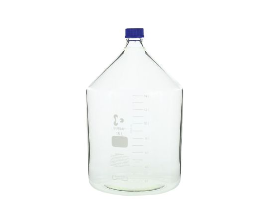 2-077-13 ねじ口瓶丸型白（デュラン（R）） 青キャップ付 15000mL SCHOTT/DURAN