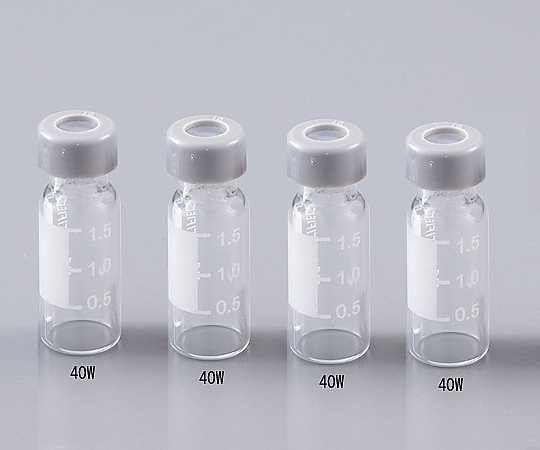2-3857-10 質量分析用バイアル(MSCERT5000品質証明書付き) 2mL ラベル付き透明 (灰色キャップ) 401W