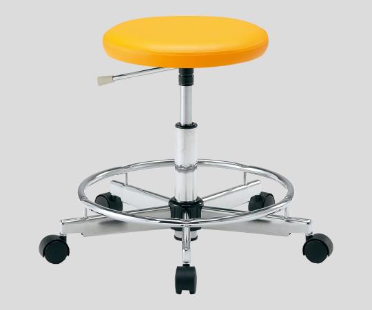 2-672-04 クリーンカラフルラウンドチェア（クラス100対応） 足掛リング有り オレンジ LRC-ORアズワン