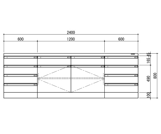 【大型商品※送料別途】3-1280-12 サイド実験台 ホワイト・木製タイプ 2400×750×800 SQA-2475Wアズワ