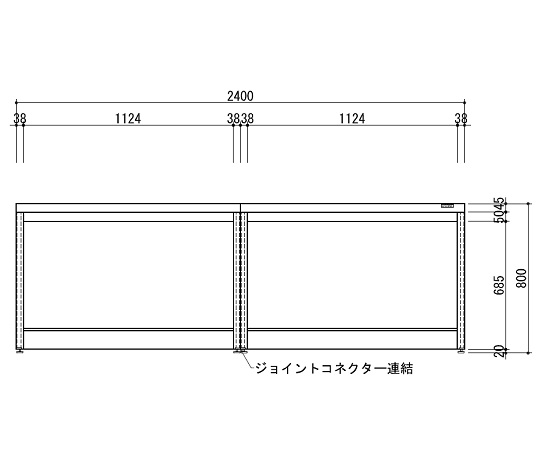【大型商品※送料別途】3-3850-02 中央実験台 木製ホワイトタイプ・引出し無し・フレ-ム型 2400×1500×800 H