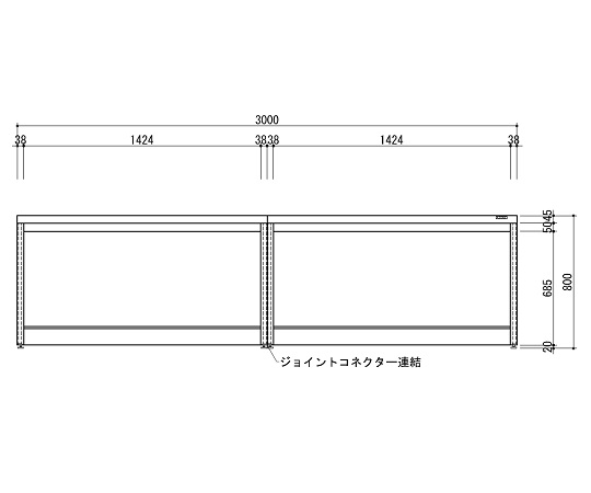 【大型商品※送料別途】3-3850-03 中央実験台 木製ホワイトタイプ・引出し無し・フレ-ム型 3000×1500×800 H