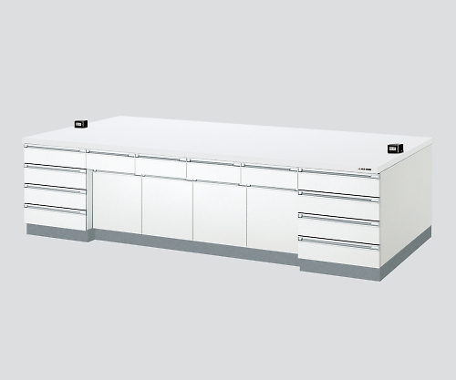 【大型商品※送料別途】3-3851-04 中央実験台 木製ホワイトタイプ・ケコミ型 3600×1200×800 SAO-3612