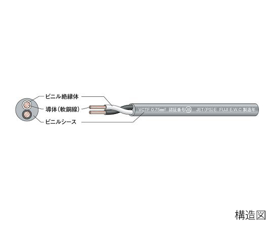 3-9667-14 ビニルキャブタイヤ丸形コード（VCT-F） 8心 φ8.3mm 富士電線工業