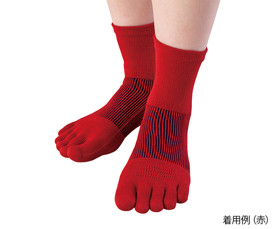 中部物産貿易4-1418-03　3Dエアメッシュソックス（5本指ソックス）　ミドル丈　赤 AM-13中部物産貿易