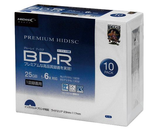 磁気研究所4-1460-05　メディアディスク　BD-R　1回録画用　10枚入 HDVBR25RP10SC磁気研究所