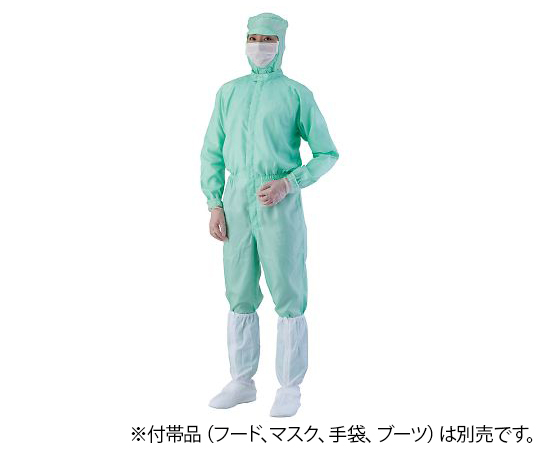 アズワン4-2327-05　異物混入対策ツナギ服　AS1401（男女兼用）　グリーン　3L アズワン