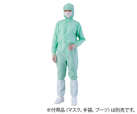 アズワン4-2372-07　異物混入対策フード一体ツナギ服（AS1403　男女兼用）　グリーン　5L アズワン