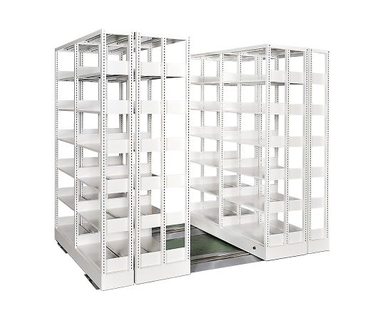 【大型商品※送料別途】【組立必要】【大型商品※送料別途】【組立必要】井上金庫4-2986-01　オープン式移動書架　4列2連タイ
