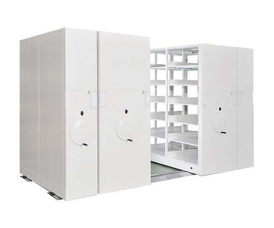 【大型商品※送料別途】【組立必要】【大型商品※送料別途】【組立必要】井上金庫4-2987-01　ハンドル式移動書架　4列2連タイ