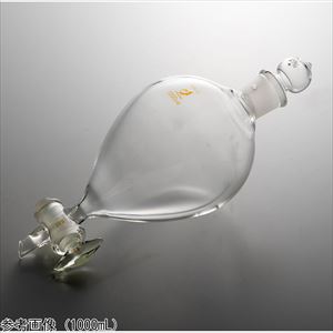 4-4592-08 丸型分液ロート（短足タイプ）ガラスコック 3000mL 0530-08-10