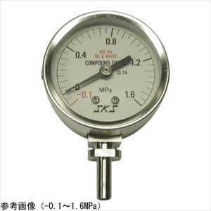 4-5117-03 高純度用圧力計 -0.1～1.6MPa U5A-16C-A1P
