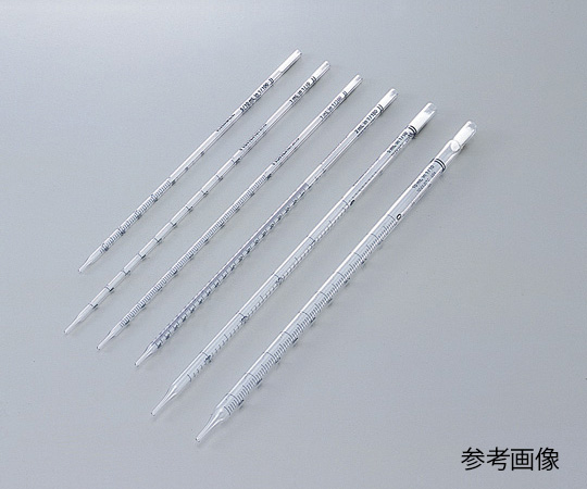 【滅菌】5-5353-04 硼珪酸ガラス製ディスポピペット レギュラー丈（綿栓付・滅菌済） 2mL 目盛0.01ml 13-67