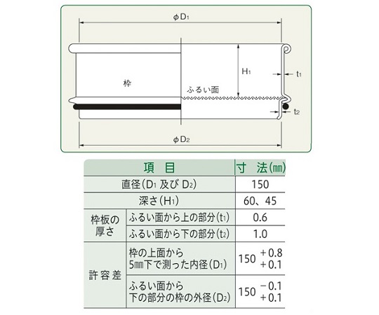 【校正対応】5-5391-02 ふるい（試験用・鉛フリー)<TS製> SUS普及型 φ150mm（深さ45mm） 目
