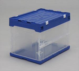 61-0425-03 ハード折りたたみコンテナフタ一体型 ブルー/クリア HDOH-20Lアイリスオーヤマ