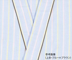 61-9869-06 患者衣（上衣・男女兼用） ブルー×ブラウン L 285-98 Lサンアロー