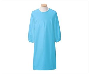 61-9881-10 防水エプロン（袖あり） ブルー L 507-91 Lサンアロー