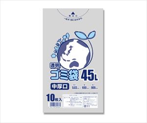 62-1000-99 ゴミ袋 LDポリ透明 エコノミー 45L中厚口 10枚 006604810シモジマ