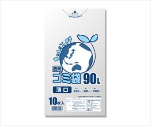 62-1001-03 ゴミ袋 LDポリ透明 エコノミー 90L 10枚 0.03×900×1000mm 006604850シモジ