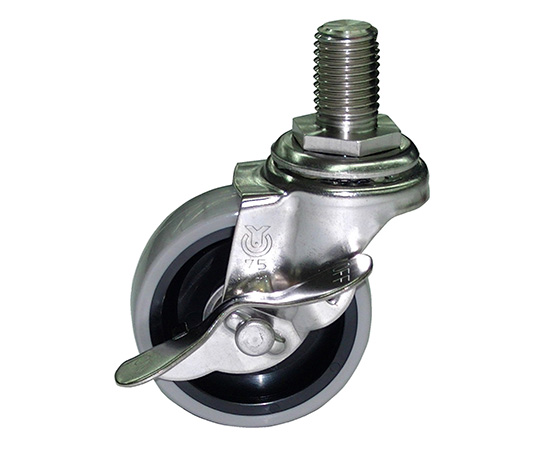 62-2818-02 オプションキャスター φ75 ウレタン車ストッパー付(ステンレス金具) CSU-75シンコー