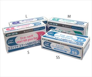 【食品衛生法適合】63-1274-24 エコソフト（R）スマートニトリルグローブ ブルー L OM-387B Lオカモト