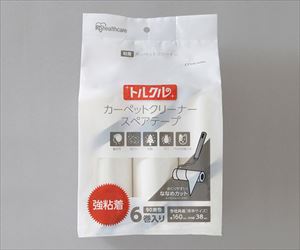 63-1331-79 トルクル カーペットクリーナースペアテープ ななめカット 強粘着 ホワイト 6巻 CCHS-6RNアイリス