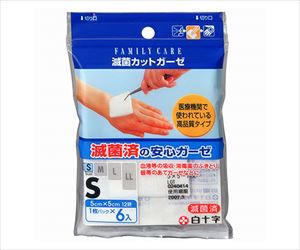 【滅菌】【医療機器クラス1】63-1451-79 FC（ファミリーケア） 滅菌カットガーゼ S 6枚入×10袋 10976白十字