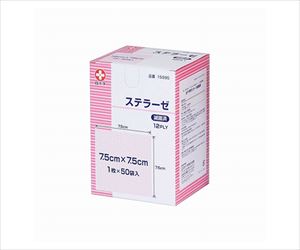 【滅菌】【医療機器クラス1】63-1453-38 ステラーゼ 7.5×7.5cm 1枚×50袋入 滅菌済 15995白十字