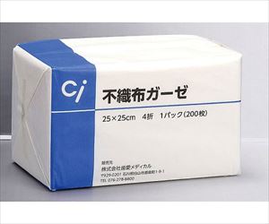 63-4157-71 不織布ガーゼ 25×25cm 4枚重ね 200枚入 歯愛メディカル