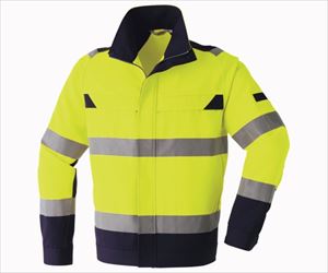 63-5532-22 高視認ブルゾン 蛍光イエロー S 780旭蝶繊維