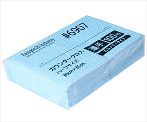 63-7944-88 カウンタークロスエコノミー薄手ハーフ 100枚入 ブルー 6907川西工業