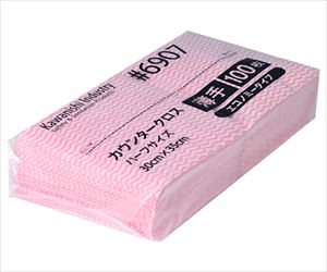 63-7944-90 カウンタークロスエコノミー薄手ハーフ 100枚入 ピンク 6907川西工業