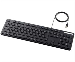 64-8858-69 有線キーボード 薄型 メンブレン式 フルサイズ ブラック TK-FCM108KBKエレコム