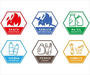 64-8930-81 ごみ箱用分別ステッカー 6図柄セット C0056セーフラン安全用品