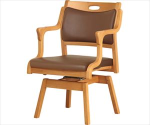 【組立必要】64-9182-45 ひじ付回転チェア ブラウン Care-111-RAC AL-BRグローリープラン
