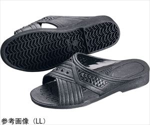 64-9284-47 紳士シャワーサンダル 前あき LL ブラック SSV3901アスカ商事