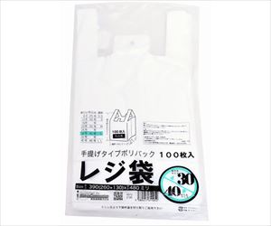 64-9609-88 レジ袋乳白 東30西40号 260（390）×480（100枚/冊） 00722130紺屋商事