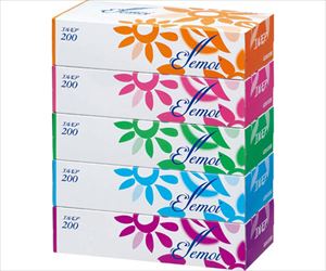 65-0370-65 エルモア ティシュー 200組（5箱入） 422341カミ商事