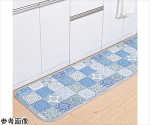 65-1700-52 拭けるマットシリーズ アンティグロ キッチンマット ブルー 600×1200mm 三愛繊維