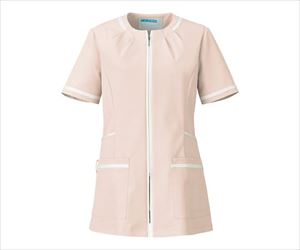7-1229-06 レディースジャケット スマートスクラブエレガント ピンクベージュ×オフホワイト 4L 780-44 4Lサン