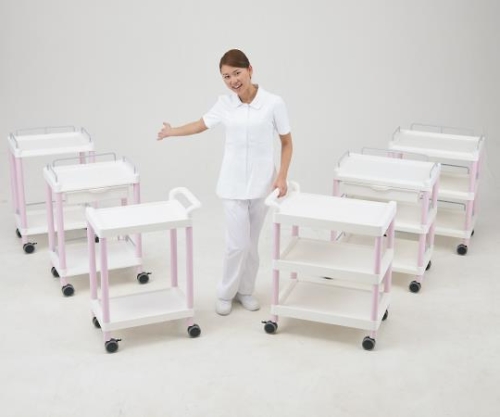 【簡易組立必要】7-1275-06 モバイルイージーカート(ガード枠付き) 引出しあり 2段 651×447×810 ME21E