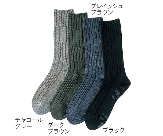 7-1933-01 紳士ソックス（綿混厚地・ゆるゴム） グレイッシュブラウン 24～26 HL751-023グンゼ（肌着）