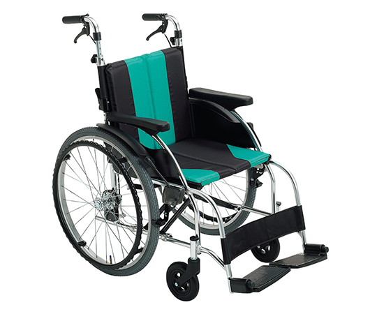 7-2403-02 車椅子（アップライト） エメラルド 自走式 UR-1（エメラルド）ミキ
